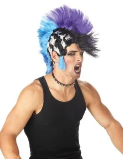 Morris "Checkered Mohawk Punk" Halloween Wig