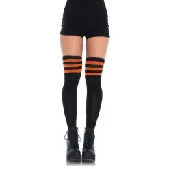 3 Striped Athletic Ribbed Thigh Highs
